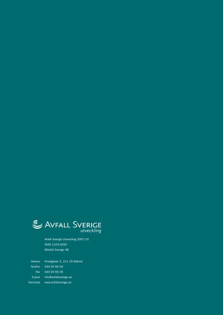 2007:10 UtvÃ¤rdering av svensk avfallspolitik i ett ... - Avfall Sverige