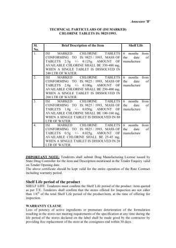 Shelf Life period of the product - csidc.cgeprocurem...