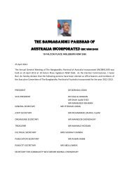 the bangabandhu parishad of australia incorporated australia ...