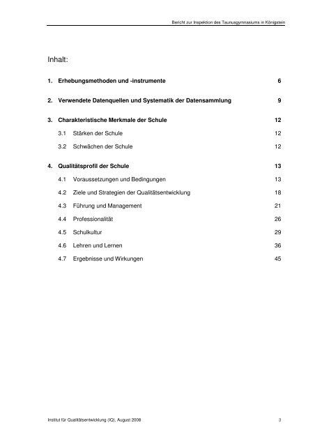 Bericht der Schulinspektion 2008 - Taunusgymnasium