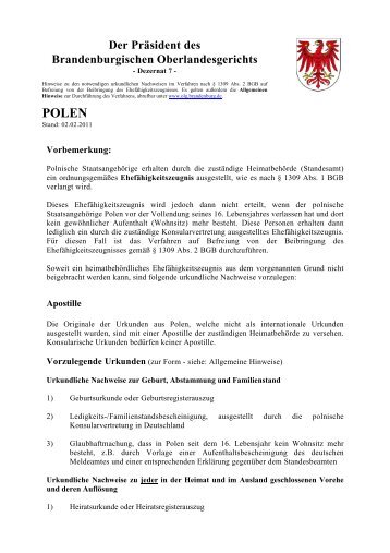 Polen - Brandenburgisches Oberlandesgericht - Brandenburg.de