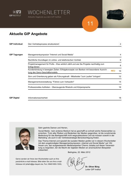 Aktuelle GIP Angebote - GIP Institut