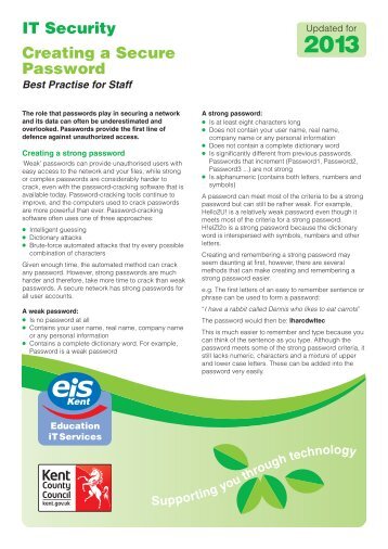 Creating a Secure Password - EiS Kent