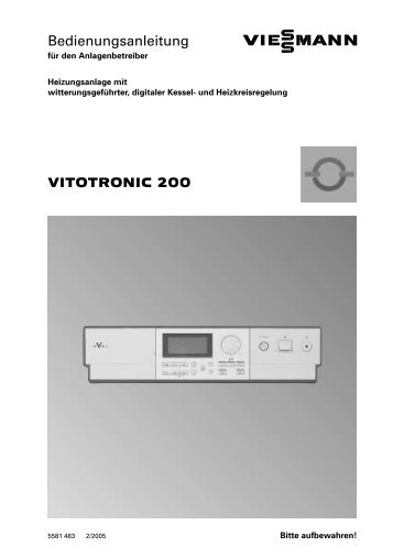 VITOTRONIC 200 Bedienungsanleitung - Hafner Haustechnik
