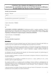 CONTRAT DE CESSION DE DROITS D'AUTEUR Autorisation de ...