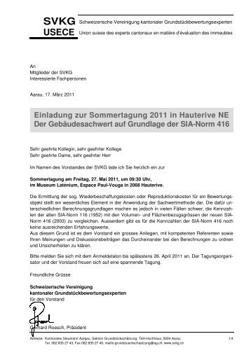 Einladung zur Sommertagung 2011 in Hauterive NE Der ... - SVKG