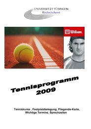 Tenniskurse , Festplatzbelegung, Fliegende-Karte ... - Hochschulsport