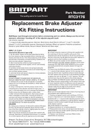 Replacement Brake Adjuster Kit Fitting Instructions