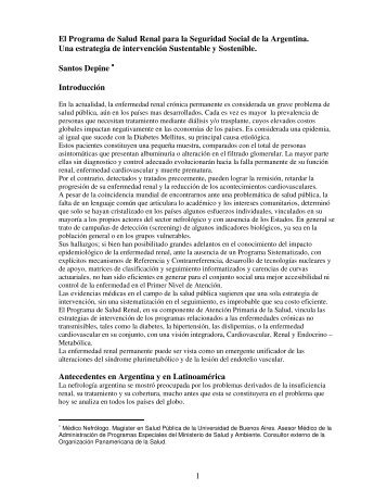 El Programa de Salud Renal para la Seguridad Social de la Argentina