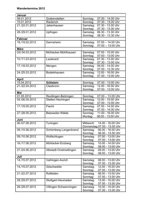 Wandertermine I - TV GÃ¼ltstein