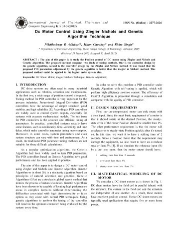 Dc Motor Control Using Ziegler Nichols and Genetic Algorithm ...