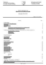 Schlüsseltabellen für Gemeinschaftsschule