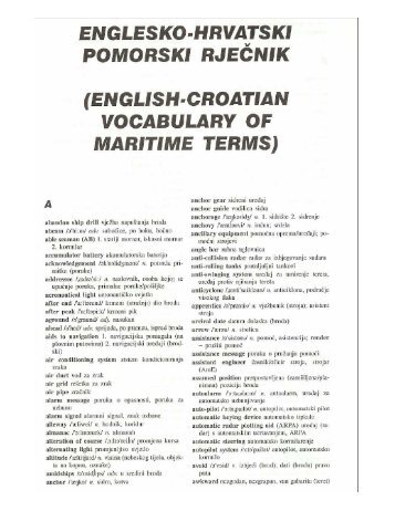 English -Croatian Vocabulary of Maritime terms