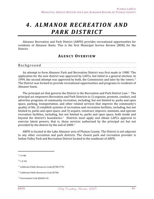Almanor Recreation and Park District - calafco