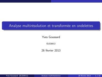 Analyse multirÃ©solution et transformÃ©e en ondelettes - Moodle