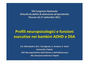 Profili neuropsicologici e funzioni esecutive nei bambini ... - Aidai