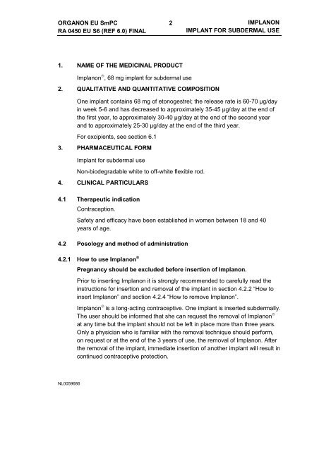 IMPLANON IMPLANT FOR SUBDERMAL USE ... - epgonline.org