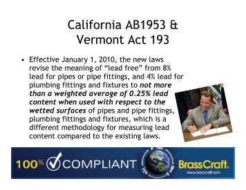 California AB1953 & Vermont Act 193 - BrassCraft
