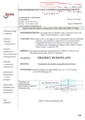 PROJEKT BUDOWLANY - SpÃ³Åka Komunalna DORZECZE BIAÅEJ ...