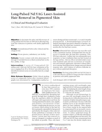 Long-Pulsed Nd:YAG Laser-Assisted Hair Removal in Pigmented Skin