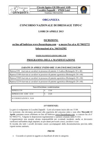 organizza concorso nazionale di dressage tipo c - FISE Comitato ...