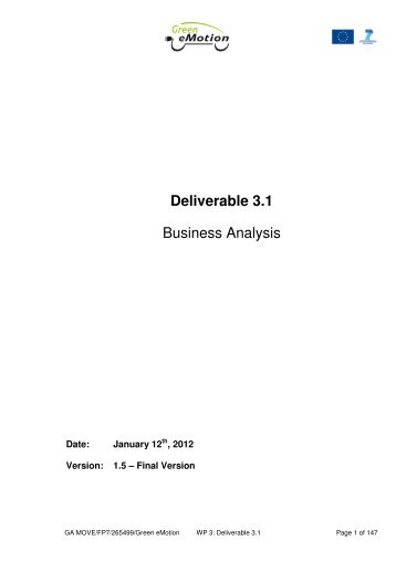 Deliverable 3.1 Business Analysis - Green eMotion Project