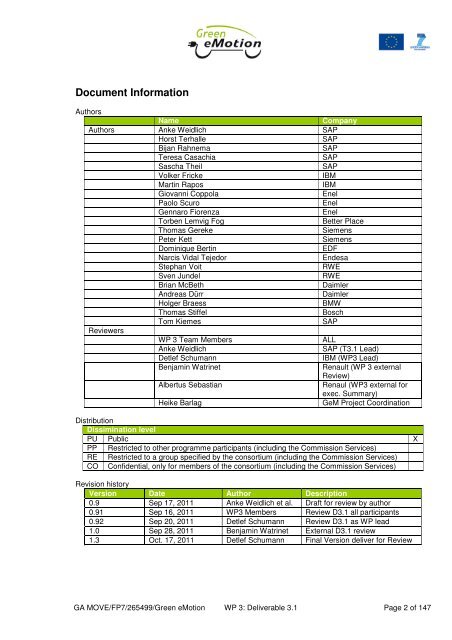 Deliverable 3.1 Business Analysis - Green eMotion Project