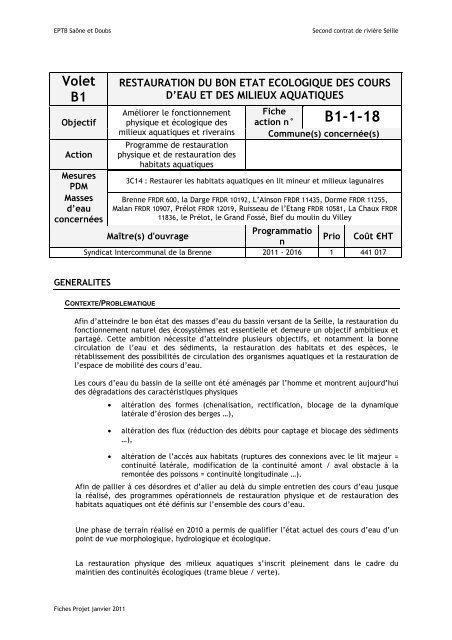 Dossier dÃ©finitif - Programme d'actions - EPTB SaÃ´ne Doubs