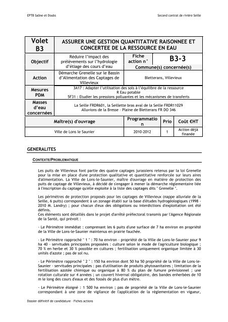 Dossier dÃ©finitif - Programme d'actions - EPTB SaÃ´ne Doubs