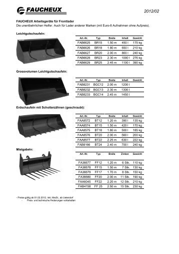 FAUCHEUX ArbeitsgerÃ¤te fÃ¼r Frontlader Die ... - Fim AG