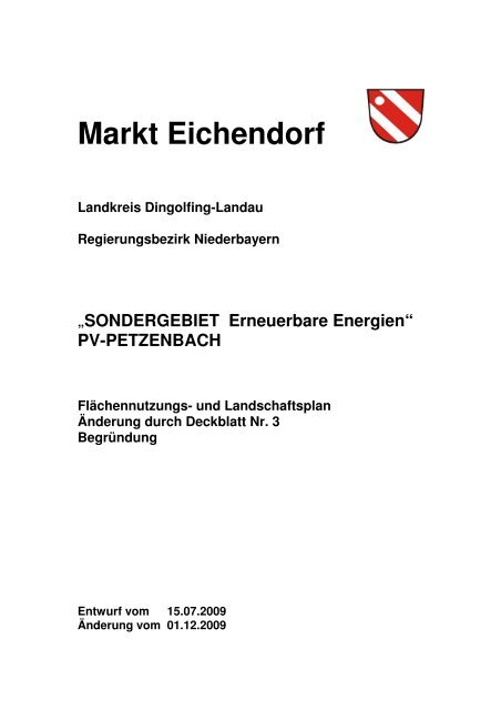 „SONDERGEBIET Erneuerbare Energien“ PV ... - Markt Eichendorf