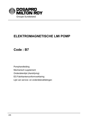 ELEKTROMAGNETISCHE LMI POMP Code : B7 - RB Instrument