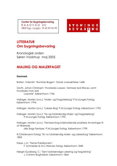 Se hele litteraturlisten om maling og malerfaget - Center for ...