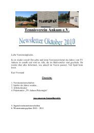 Vereinsnewsletter Oktober 2010 - Tennisverein Ankum e.V.