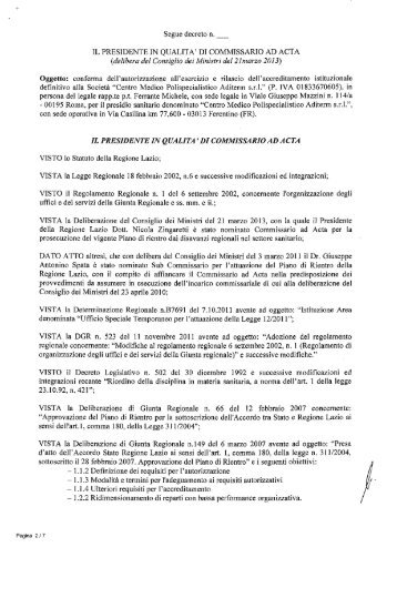 Decreto n. U00242 del 19 giugno 2013 - Regione Lazio