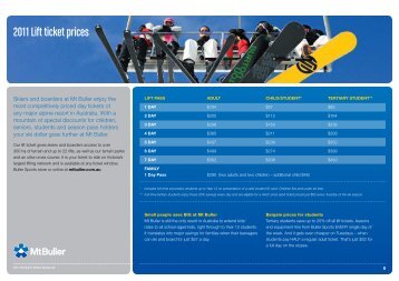 2011 Lift ticket prices - Mt Buller