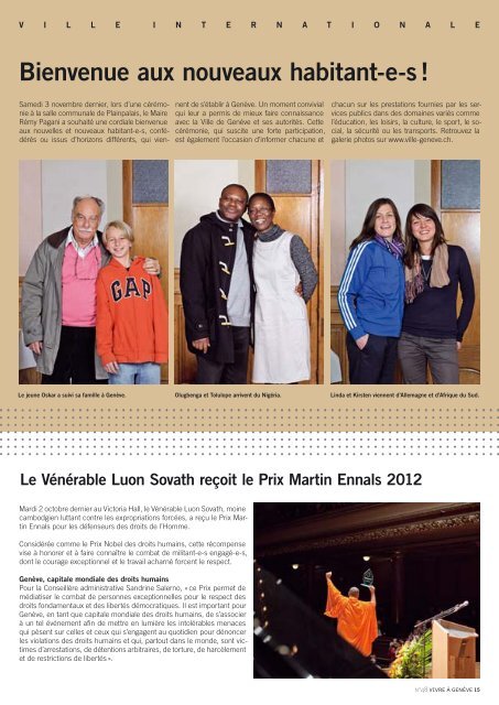 Magazine Vivre Ã  GenÃ¨ve no 48 - Ville de GenÃ¨ve