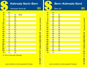 Kehrsatz NordâBern S3 BernâKehrsatz Nord S3 - S-Bahn Bern