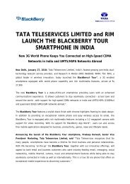 TATA TELESERVICES LIMITED And RIM LAUNCH THE ...