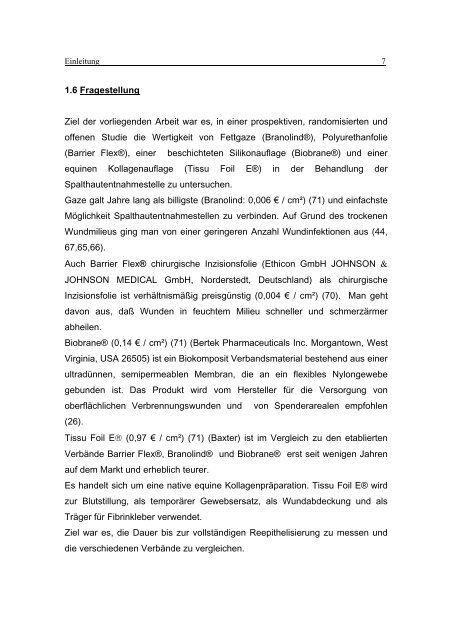 Klinische und experimentelle Untersuchungen zur Abheilung von ...