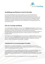 Ausbildung zum Business Coach in Dresden - Dienstzeitende