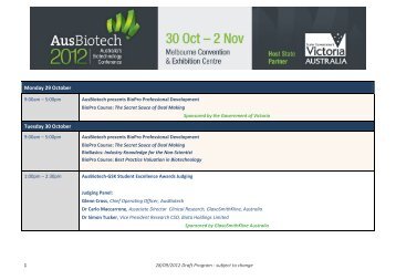 AusMedTech 2011 Draft Program - Ausbiotech National Conference