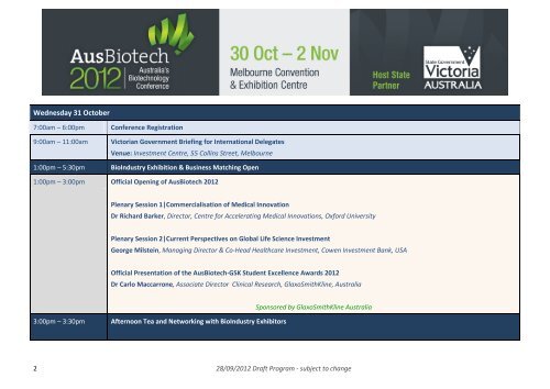AusMedTech 2011 Draft Program - Ausbiotech National Conference