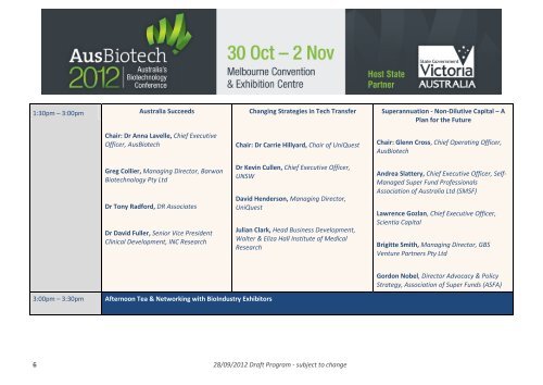 AusMedTech 2011 Draft Program - Ausbiotech National Conference