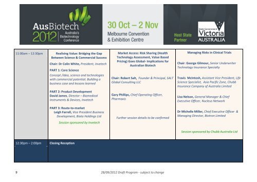 AusMedTech 2011 Draft Program - Ausbiotech National Conference