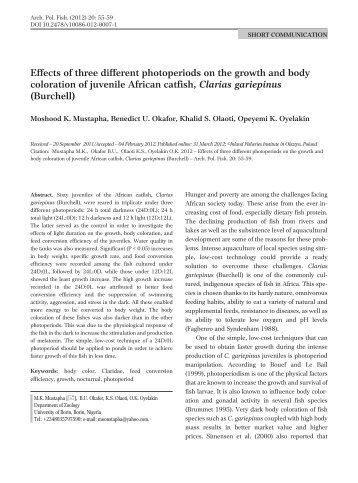 Effects of three different photoperiods on the growth and body ...