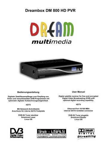 User Manual DM 800 HD PVR - Dream Multimedia