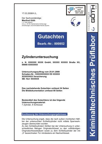 Gutachten Bearb.-Nr.: 800852 Zylinderuntersuchung - GOETH GmbH