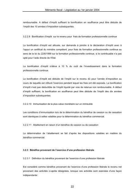 MÃ©mento fiscal - Administration des contributions directes