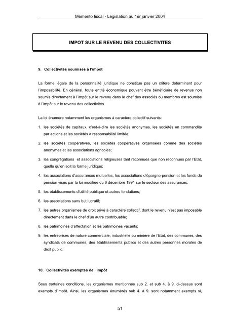 MÃ©mento fiscal - Administration des contributions directes